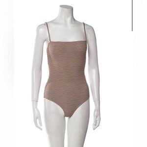 Striped square neckline reformation bodysuit